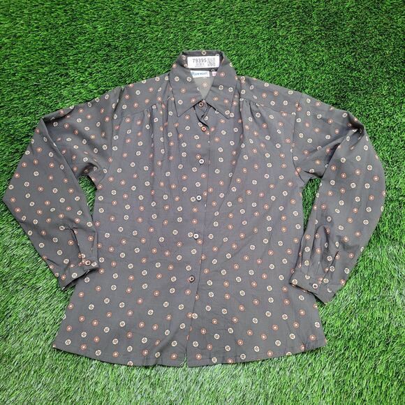 Vintage 90s Hippie Polka-Dot Button Shirt Womens Small 18x25 - Picture 1 of 9